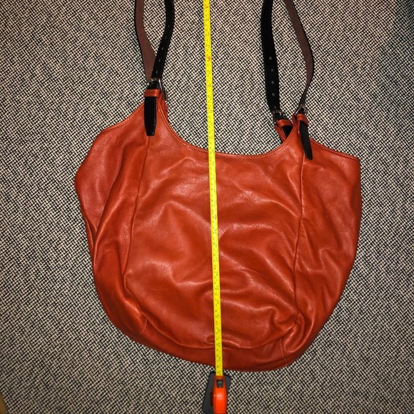 Oversized Orange Leather Hobo Bag - Picture 3 of 3
